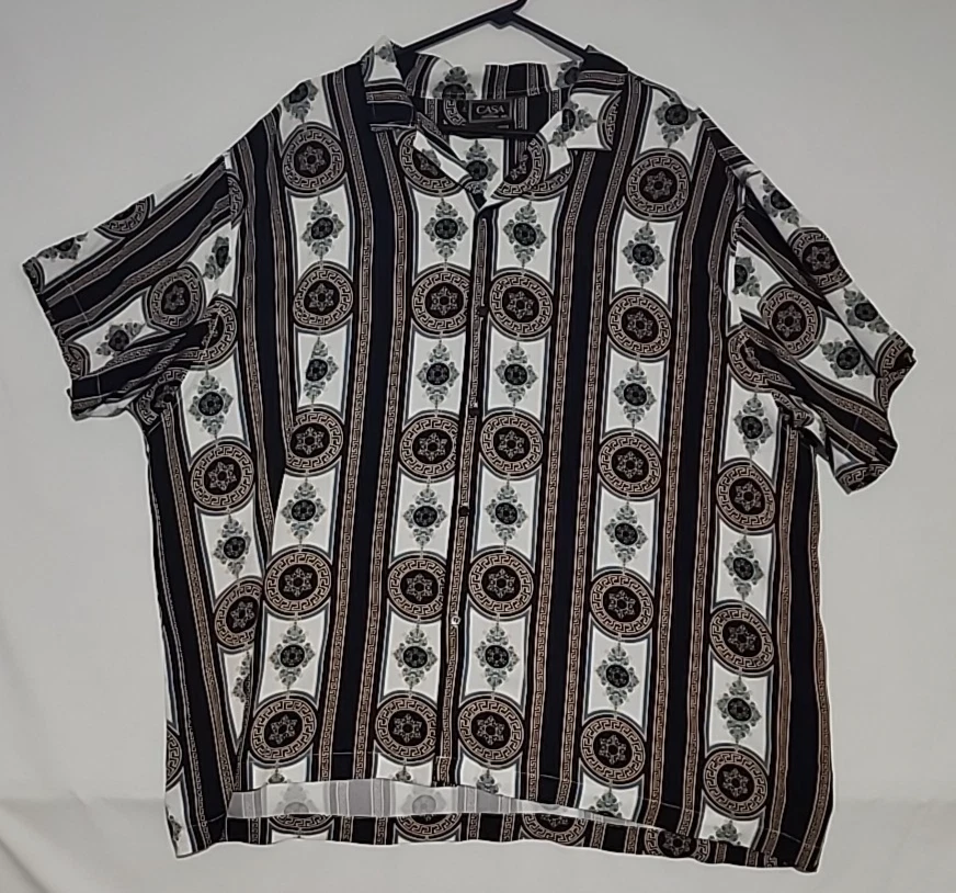 Casa Moda Couture Men’s 4XL Short Sleeve Shirt Medium Baroque Gold Black White - Image 1 of 4