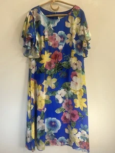 Curate Trelise Cooper Sz L Blue Floral Lined Romantically Involved Midi Dress - Picture 1 of 18