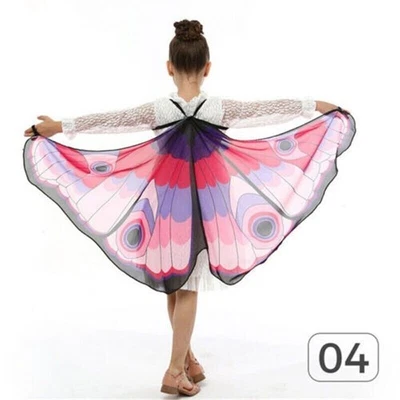 Printing Shawl Multicolour Butterfly Scarf Wrap Soft Fabric Wing Cape Kids - Image 1 of 4