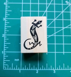 Vintage stampa rosa rubber stamp Aztec, Native - Southwest Lizzard Comb ship B12 - Picture 1 of 7