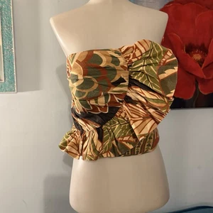 Camisa Top Zara Mujer Volantes Mezcla Lino Tropical S Multicolor  - Imagen 1 de 8