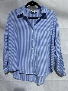 Princess Polly Button Down Shirt Women's US 4 UK 8 Stripes Office Oversized Blue - Picture 1 of 4