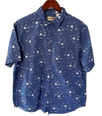 Campia Moda Hawaiian Shirt Mens XL Blue Sailboats Cotton Lightweight - Image 1 of 4