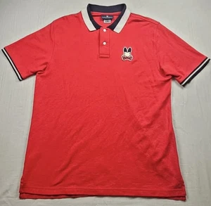 Psycho Bunny Men's Short Sleeve Pierce Tipped Pique Cotton Polo Shirt Red XL - Picture 1 of 5