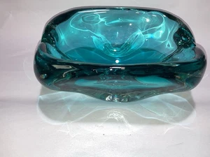 Dicke Murano Blau Kunstglas Schale - Bild 1 von 9