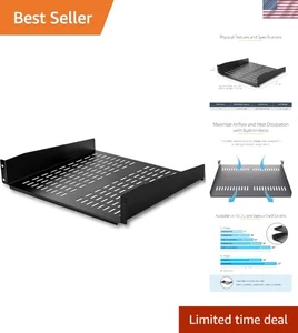 TAA Compliant 2U Heavy-Duty Rack Shelf - Ideal for Networking & AV Equipment - Afbeelding 1 van 9
