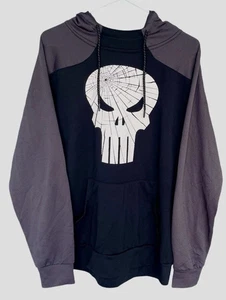 Marvel The Punisher Chenille Logo Black Hoodie poll-over Size L - Picture 1 of 8