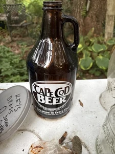 64oz BROWN GLASS 1/2 HALF GALLON CAPE COD BEER JUG GROWLER REFILL EMPTY 11" - Picture 1 of 1