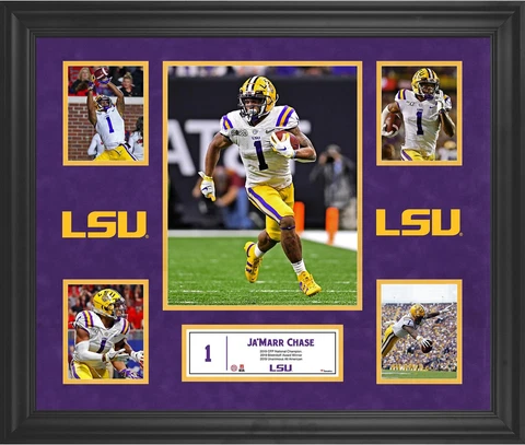 Ja'Marr Chase LSU Tigers Framed 5 Photo Collage Cover