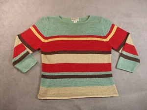 Vintage Pendleton Striped Knit Sweater Women Multicolor Pullover Boat Neck Light - Picture 1 of 15