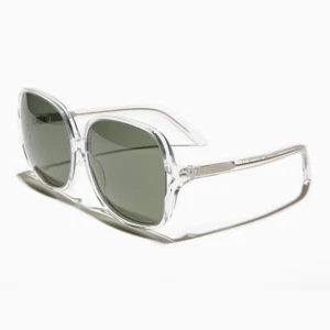 Oversized Square Polarized Green Lens Sunglass Crystal Clear Frame - Jackie - Picture 1 of 3