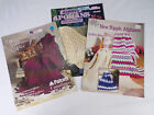 Lot Three Afghan Pattern Instruction Booklets Knit Crochet Patons Brunswick E24