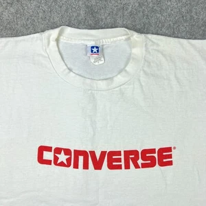 VTG Converse Shirt Mens XL White Spellout Graphic Logo Single Stitch USA 90s - Picture 1 of 13