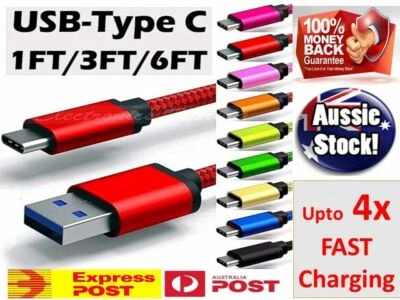 Fast Charging USB Type C Charger Cable For Samsung S20 S10 S9 S8 Plus Note 9 10 - Image 1 of 4