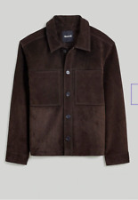 Madewell $550 Suede Leather Boxy Shirt Jacket Brown Size XL NM685
