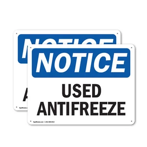 (2 Pack) Used Antifreeze OSHA Notice Sign Decal Metal Plastic - Picture 1 of 22