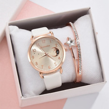 Watch and Bracelet Set Ladies Women Girls Fashion Leather Strap Wristwatch Gift