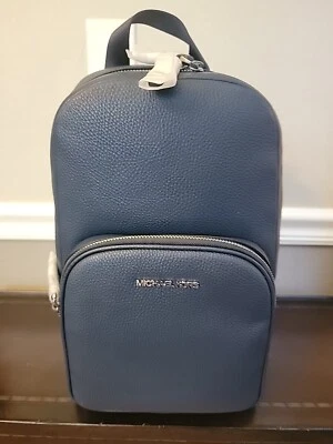 MICHAEL KORS COOPER Paquete de Eslinga de Cuero Guijarro Azul Nuevo con Etiquetas Foto 1 de 4