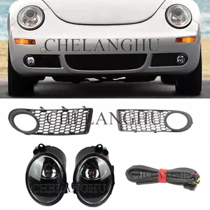 Pair Fog Lamp Light With bulbs+Grille Cover+ Wire  For VW Beetle 2006 - 2010 - Picture 1 of 15