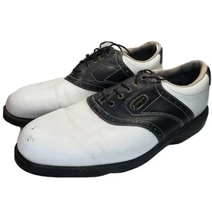 Footjoy 53427 Dryjoys ECL White Black Leather Saddle Size 10.5 W Mens Golf Shoes - Picture 1 of 5