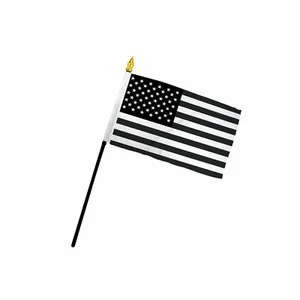 1 Dozen Black & White USA Flags 4x6in Stick Flag American Flag - Picture 1 of 1