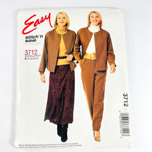 Easy Stitch Save Sewing Pattern 3712 Size 8 To 22 Jacket Pants Skirt Uncut 3712