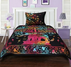 Indian Art Tree Duvet Cover Bedding Cotton Single Doona Cover Bohemian Bed Set - Picture 1 of 5