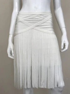 Herve Leger Neu mit Etikett Fransen Coverup Bandage Elfenbein Medium Rock - Bild 1 von 9