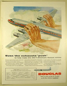 Publicidad impresa revista vintage 1954 Douglas DC-7 AERONAVE grande página completa - Imagen 1 de 1