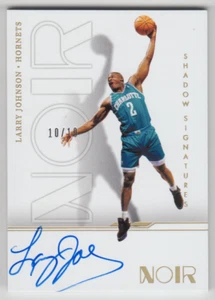 2021-22 Panini Noir Larry Johnson Shadow Signatures Holo Gold Auto 10/10 1/1 - Picture 1 of 2