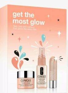 NEW Clinique Get The Most Glow Skincare Gift Set box moisture surge, 3 piece set