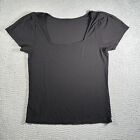 Black Short Sleeve Blouse Women's Stretch Classic Fit Elegant Classy Shirt Top