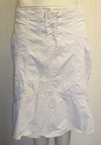 Cremefarbener Baumwoll-Schnürrock. E-Vie Größe 12. Authentic Jeanswear. Neu ohne Etikett - Bild 1 von 3