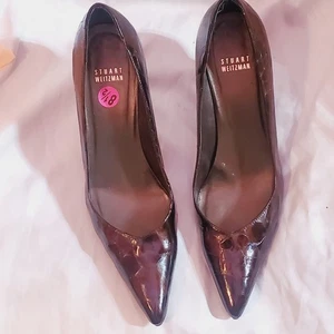 STUART WEITZMAN EW38077 SIZE 8.5M BROWN ALLIGATOR PATTERN POINTED HEELS/SHOES - Picture 1 of 7