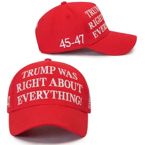 TRUMP WAS RIGHT ABOUT EVERYTHING! 45-47 MAGA RED President Donald Trump Hat - Picture 1 of 5