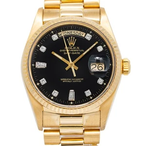 Rolex Day-Date 18038 18k Yellow Gold Automatic President Black Dial Unisex 36mm - Picture 1 of 6