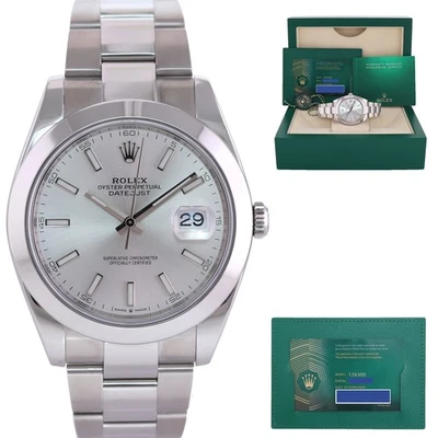 Rolex DateJust 41 2023 nuevos papeles acero 126300 esfera plateada Oyster 41 mm caja de reloj Foto 1 de 4