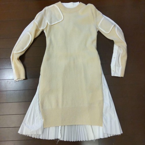 Abito SACAI lana x camicia vestito manica lunga taglia 1 colore beige dal Giappone