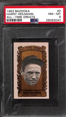 1963 Bazooka All-Time Greats #2 HARRY HEILMANN PSA 8 NM-MT 29093047  - Image 1 of 3