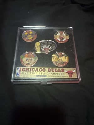 Chicago Bulls Pin Set Five Time NBA Champions Vintage Imprinted Products #893 - Image 1 of 3