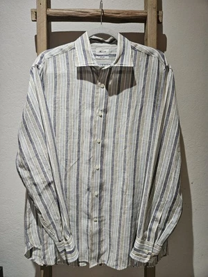 Faconnable Camisa Hombre Botón Lino, Talla M Foto 1 de 4