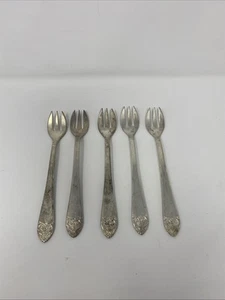 Waldorf Astoria Hotel Cocktail Oyster Fork by International Art Deco Set Of 5 - Picture 1 of 12