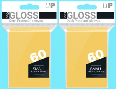 120 Ultra Pro Pequeño Brillo Amarillo Cubierta Protector Fundas para Tarjetas Japonés tcg Juego Foto 1 de 3