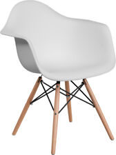 Flash Furniture Alonza Series White Plastic Chair With Wood Base