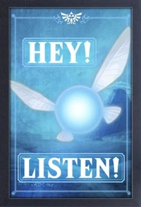 LEGEND OF ZELDA NAVI HEY LISTEN 13x19 FRAMED GELCOAT VIDEO GAME NINTENDO GIFT!!! - Picture 1 of 2