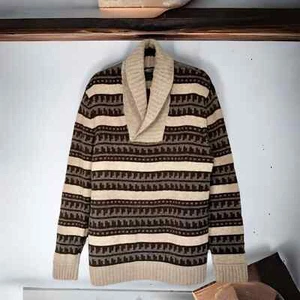 Vince Men's Fair Isle Shawl Collar Wool Sweater Large Gray NEW $295 - Bild 1 von 10