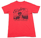 Well Worn Explore The Great Outdoors T Shirt Adult Medium Red Mountains Tee