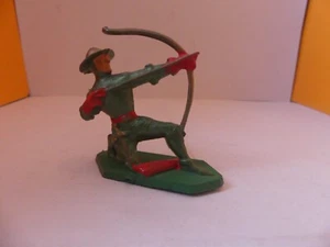 FIGURINE STARLUX CHOC MOYEN AGE ARCHER A GENOUX VERT ET ROUGE - Bild 1 von 3