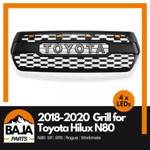 Front Grill with LED's for Toyota Hilux N80 2018-2020 (MATTE BLACK) - Picture 1 of 3