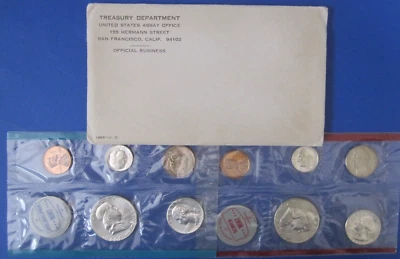 1963-P&D Silver US Mint Unc. Set Complete 10-Coin Set in Original Mint Envelope - Image 1 of 3